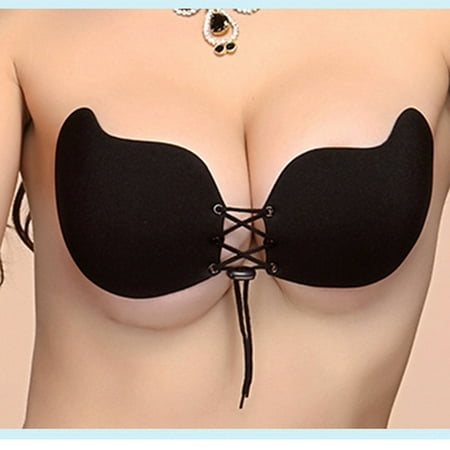 

Gzaac Women Sexy Strapless Instant Breast Lift Invisible Silicone Push Up Bra Bk A