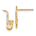 thumbnail image 1 of 14K Yellow Gold Madi K CZ Children's Saxophone Post Earrings, 1 of 2