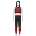 thumbnail image 5 of YIZYIF Kids Girls 3Pcs Sports Outfit Activewear Camisole Mesh Hoodie Cropped Vest Running Jogger Set Red 8, 5 of 7