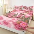 thumbnail image 3 of jejeloiu Bohemian Cowgirl Boots Bed Sheets,Desert Botanical Cactus King Sheets,Pink Flower Floral Sheet Set For Girls Teens,Ultra Soft Home Decor,4-Piece, 3 of 7