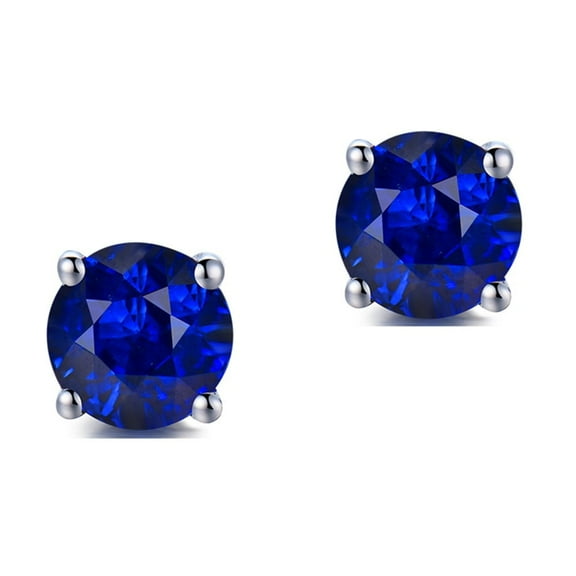 14k White Gold Over Sterling Silver Genuine Sapphire Stud Earrings