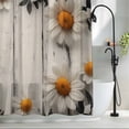 thumbnail image 2 of White Daisy Floral Fabric Shower Curtain Wood Grain Washable Shower Curtains for Bathroom, Waterproof Bath Curtain with Hooks Home Decor 72x72in, 2 of 8