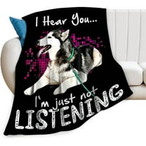 Husky Dog Blanket Husky Gifts for Girls Women Men Funny Husky Throw Blanket for Kids Adults Soft Warm Cozy Fleece Blanket for Couch Sofa ​Bed 40"x50"