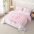 thumbnail image 3 of Manfei Ribbon Bow Knot Quilt Full,Alphabet J Design Full Bedspread Sets,3-Piece,1 Coverlet and 2 Pillowcases, 3 of 7