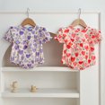 thumbnail image 2 of Ropa de verano para niñas, monos con estampado de corazón de manga corta para bebés, mono de una pieza a la moda para recién nacidos de 100 días de 0 a 2 años, 2 of 6