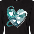 thumbnail image 4 of Inktastic Cervical Cancer Awareness Teal and White Ribbon Around Heart Long Sleeve T-Shirt, 4 of 5