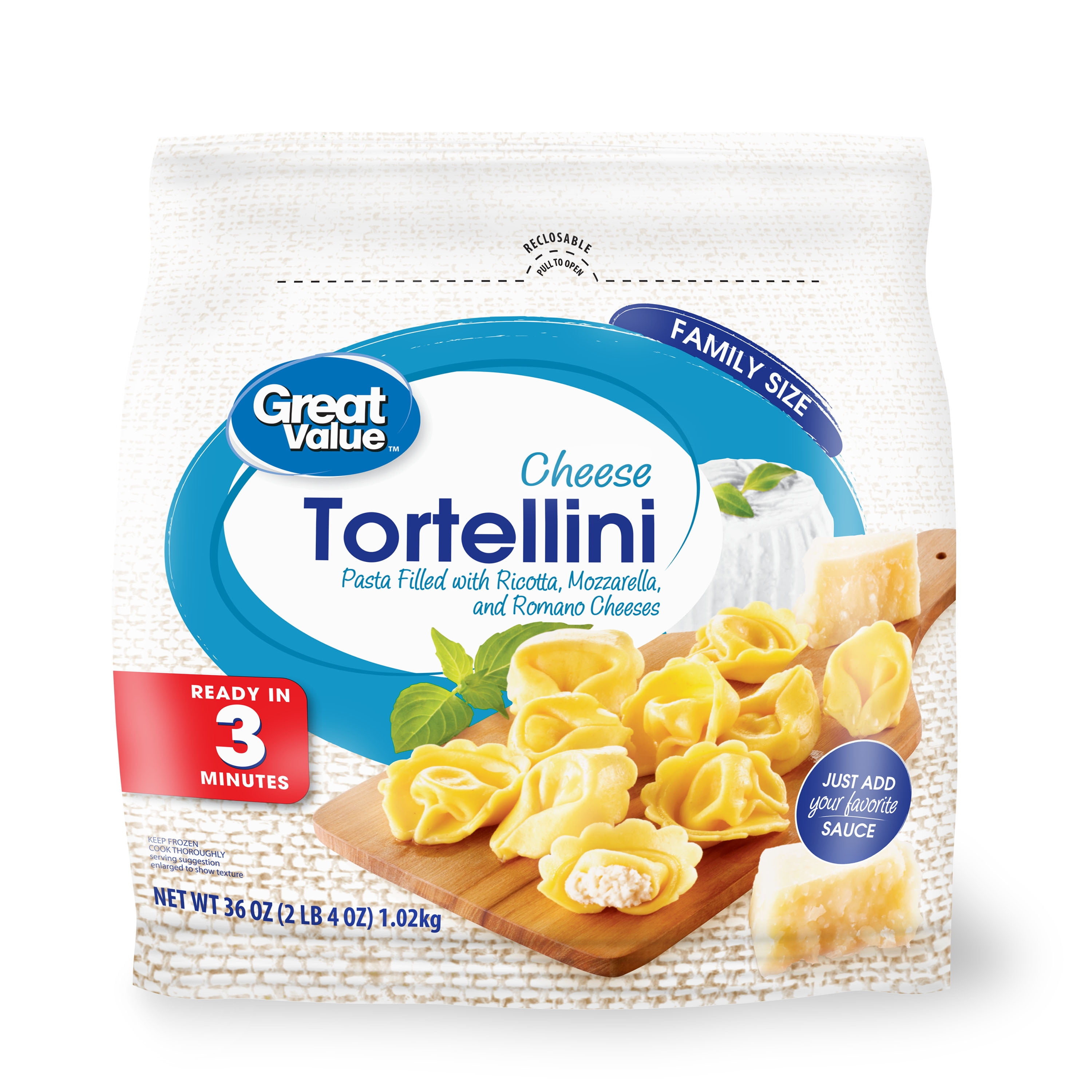 Great Value Cheese Tortellini, Family Size, 36 oz