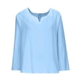 thumbnail image 4 of Women's Long Sleeve Cotton Linen Shirts 2026 Casual Heart V Neck Shirts Loose Vintage Boho Tops Beach Vacation Outfits, 4 of 7