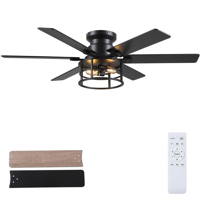 Ventilador de Techo Hounberi 132 cm con Motor DC Reversible de 6 Aspas en Negro