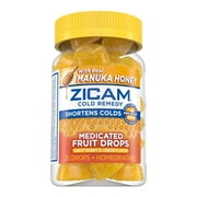 Zicam Cold Remedy Zinc Medicated Fruit Drops, Honey, Homeopathic Cold Shortening Medicine, 25 Ct