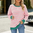 thumbnail image 5 of hotojiny Sweatshirt for Women Long Sleeve Loose Round Neck Pullover Blouse Color Block Striped Casual Fashion T Shirt Fall, 5 of 7