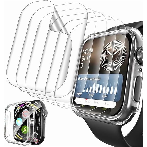 Six Packs of 46mm Self-Healing TPU Watch Series 10 Screen Protectors with Clear Cases, Upgrade Flexible Film for S10, Anti-Scratch, and HD Touch Sensitive Soft Film