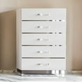 thumbnail image 6 of Benjara Ruo 50 Inch Tall Dresser Chest, 5 Drawers, Chrome Plinth Base, White Wood, 6 of 6