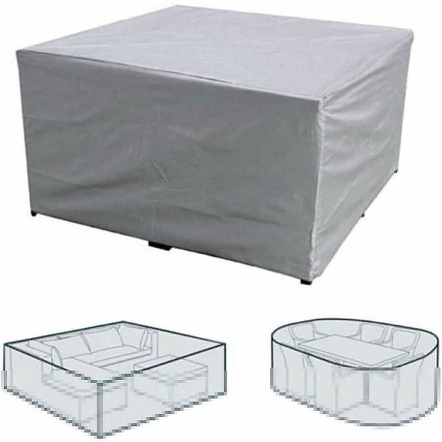 Protector de muebles de exterior, resistente, 210D, impermeable, tela Oxford, cubierta para patio con revestimiento plateado, diseño resistente al viento para muebles grandes de interior o exterior