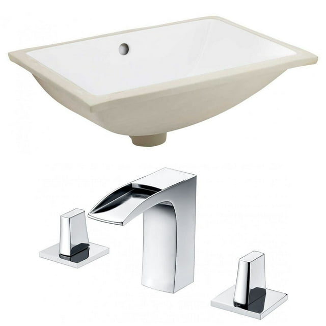 18.25-in. W CUPC Rectangle Bathroom Undermount Sink Set In White - Chrome Hardware AI-22880