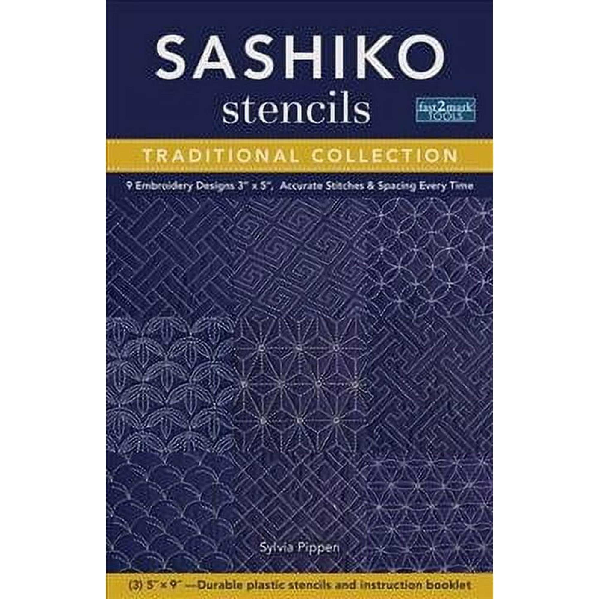 Sashiko Stencils, Traditional Collection: 9 Embroidery Designs 3" X 5", Accurate Stitches & Spacing Every Time (Other)