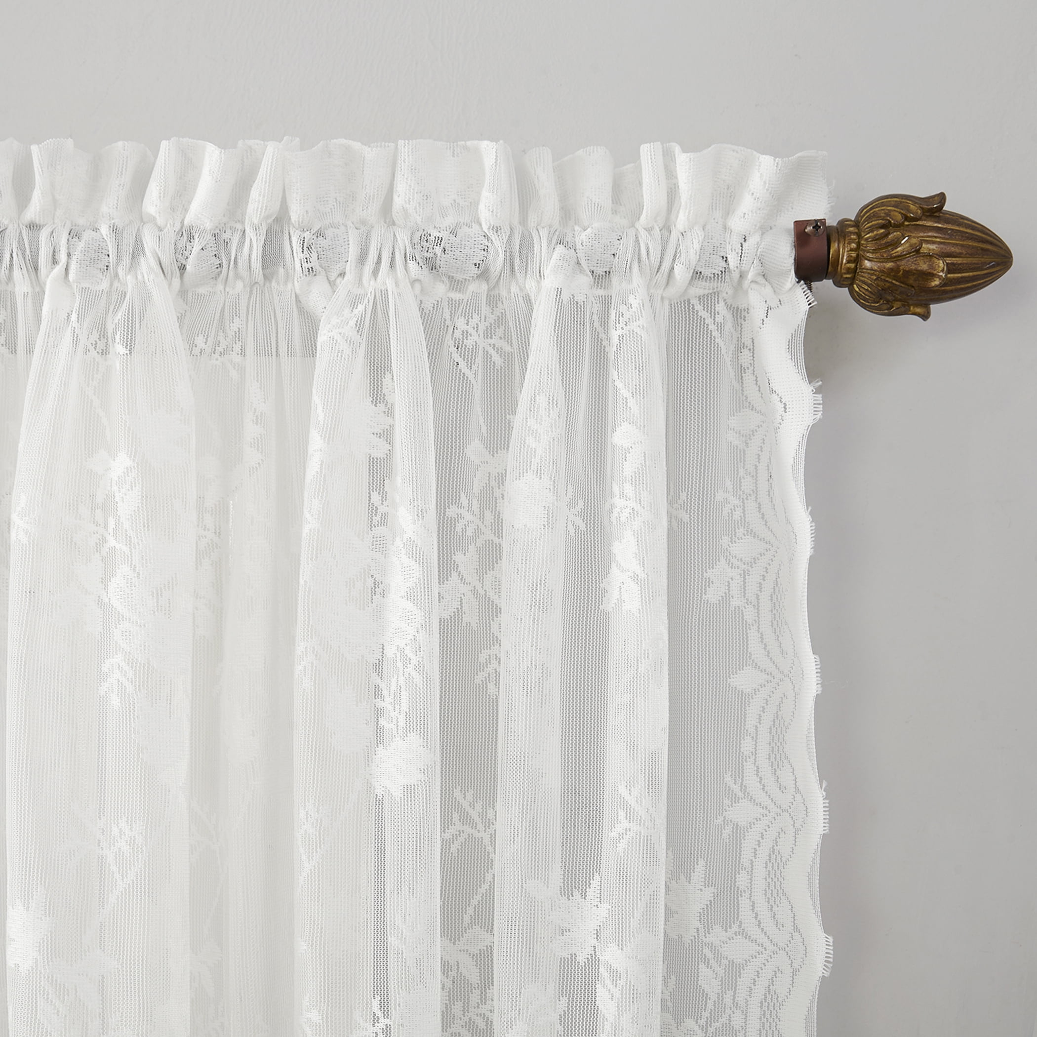 No 918 Quinn Floral Lace Sheer Rod Pocket Curtain Panel Walmartcom Walmartcom