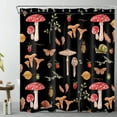 thumbnail image 2 of HVEST Mushroom Shower Curtain, Red  Mushrooms and Strawberries on Black Background Bathroom Shower Curtain   Wild Plants Polyester Fabric Decor Curtain with Hooks, 72X72 inch, 2 of 7