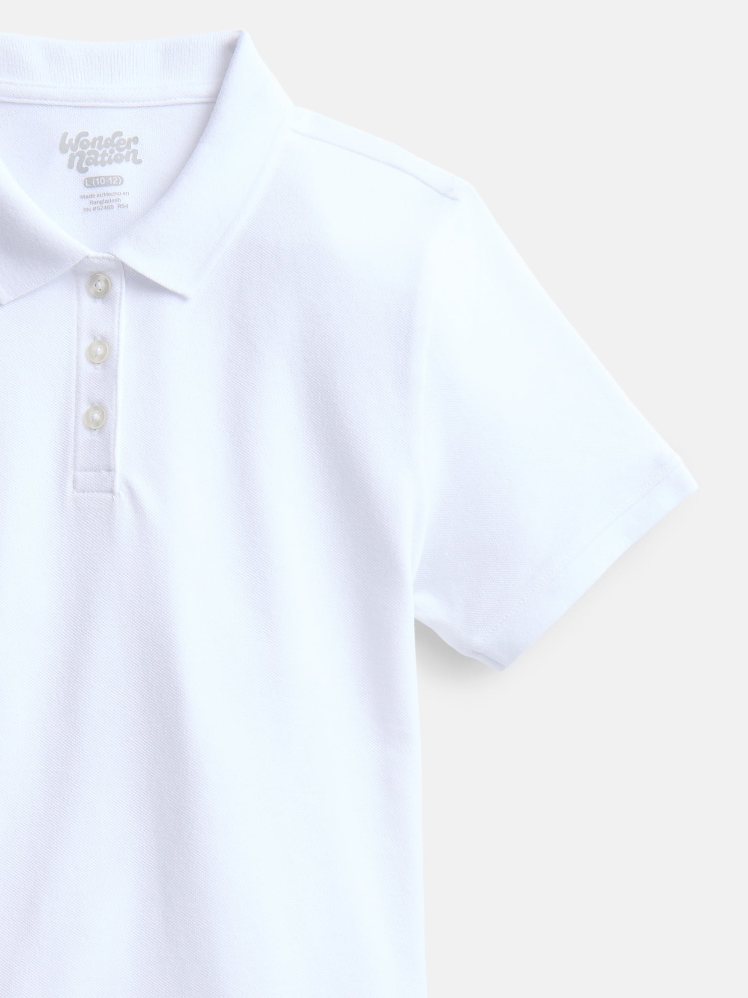 Wonder Nation Girls School Uniform Pique Polo Shirt with Short Sleeves, Size 4-18