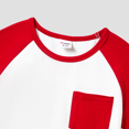 thumbnail image 4 of PatPat Family Matching Solid Color Raglan-Sleeve Tee and Red Lip Print Bodycon Drawstring Mesh Strap Dress Sets, 4 of 6