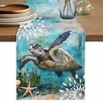 thumbnail image 2 of Summer Sea Turtle Underwater World Starfish Table Runner 90 Inches Long,Kitchen Dining Tablerunners Coral Blue Ocean Linen Table Runners Dresser Scarves for Home Dinner Wedding Holiday Party Decor, 2 of 9