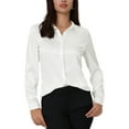 thumbnail image 1 of Blusa de satén para mujer Inspire Chic, de manga larga, camisa de trabajo de oficina con botones, talla XL, blanca, 1 of 6