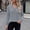 Gray, variant on Women's Solid Color Loose V-Neck Button Front Blouse, Comfortable daily office wear for city sightseeing and casual coffee outings Army Green XXL