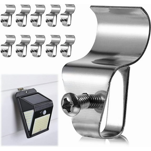 HUXOR 10 Pack Vinyl Siding Hooks for Solar Outdoor Lights, Clips for Hanging Motion Sensor Solar Security Light, Solar Powered Wall Lights Outside, String Lights