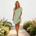thumbnail image 3 of Lmueinov Women's Lace Trim Short Sleeve Nightgown, Soft Stretchy Casual Sleep Dress Nightshirt S-3XL, 3 of 8