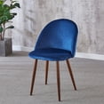thumbnail image 6 of Anchorhome Dining Set for 5 Piece Mid-Century Modern Round Table with 4 Velvet Chairs - Chic, Luxury, Comfy, Sturdy & Compact - for Homes, Apartments, Restaurants(Grey Top, Blue Chairs), 6 of 7