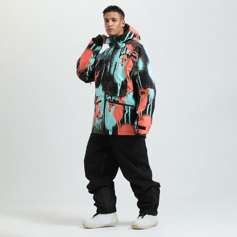 Vibrex Men's Color Printing Winter Windproof Waterproof Snowsuit