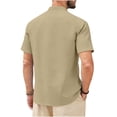 thumbnail image 2 of POIUYTR Men Summer Cotton Shirts Casual Loose Short Sleeve Collared Button Blouses Business Work Soft Comfy Solid Color Tops, 2 of 5