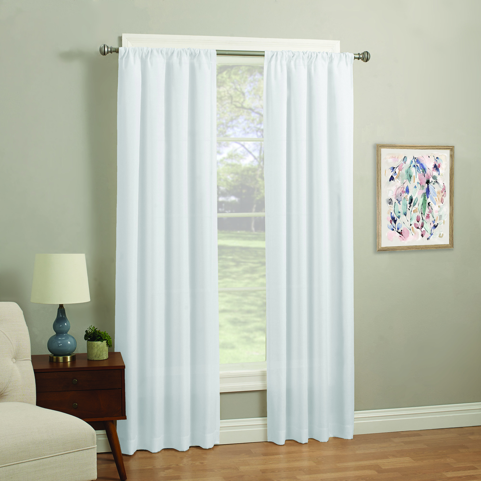 Mainstays 37'' x 63'' Fashion Solid Window Curtain in White