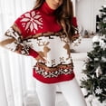 thumbnail image 4 of Women's Ugly Christmas Sweater Reindeer Snowflake Knitwear Long Sleeve Turtleneck Knitted Jumper Pullover Tops, 4 of 6