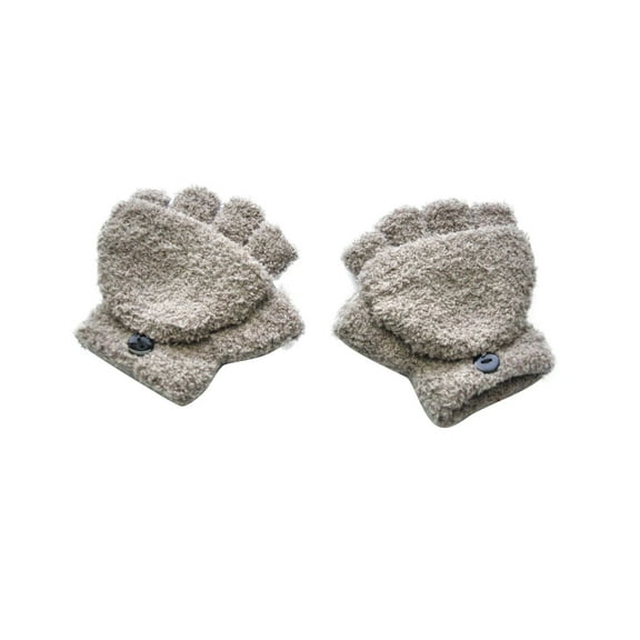 Mikilon Kids Winter Flip Cover Warm Gloves Solid Color Plus Velvet and Thicken Gloves Outdoor Windproof Cold Resistant Gloves