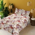 thumbnail image 2 of Ambesonne Wings of Spring Fitted & Flat Sheet with Shams 4 Pcs Set, Butterfly Dreamy, Calking, Dark Coral Cream Plum, 2 of 5