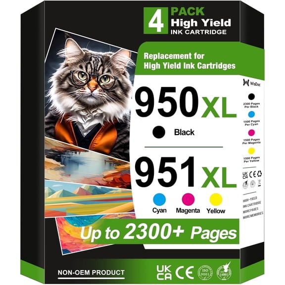950xl 951xl Combo Pack Compatible for 950xl and 951xl Ink Cartridges for Officejet Pro 8610 8600 8615 8620 8625 8630 8640 8660 8100 276DW 251DW (Black, Cyan, Magenta, Yellow)