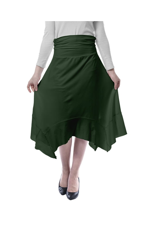 Womens Handkerchief Hemline Midi Skirt High Waist Casual Summer Skirts