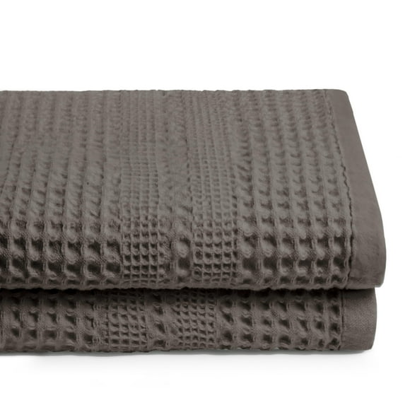 GILDEN TREE Waffle Towels for Bathroom 100% Cotton Quick Dry Towel Waffle Bath Towels Large Absorbent Lightweight Travel Towel Bath Towels Set of 2 Classic Style (Stone)