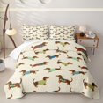 thumbnail image 2 of Manfei CuteDog Quilt Full, Dachshund Lover Full Bedspread Sets, Cream, 3-Piece, 1 Coverlet and 2 Pillowcases, 2 of 7