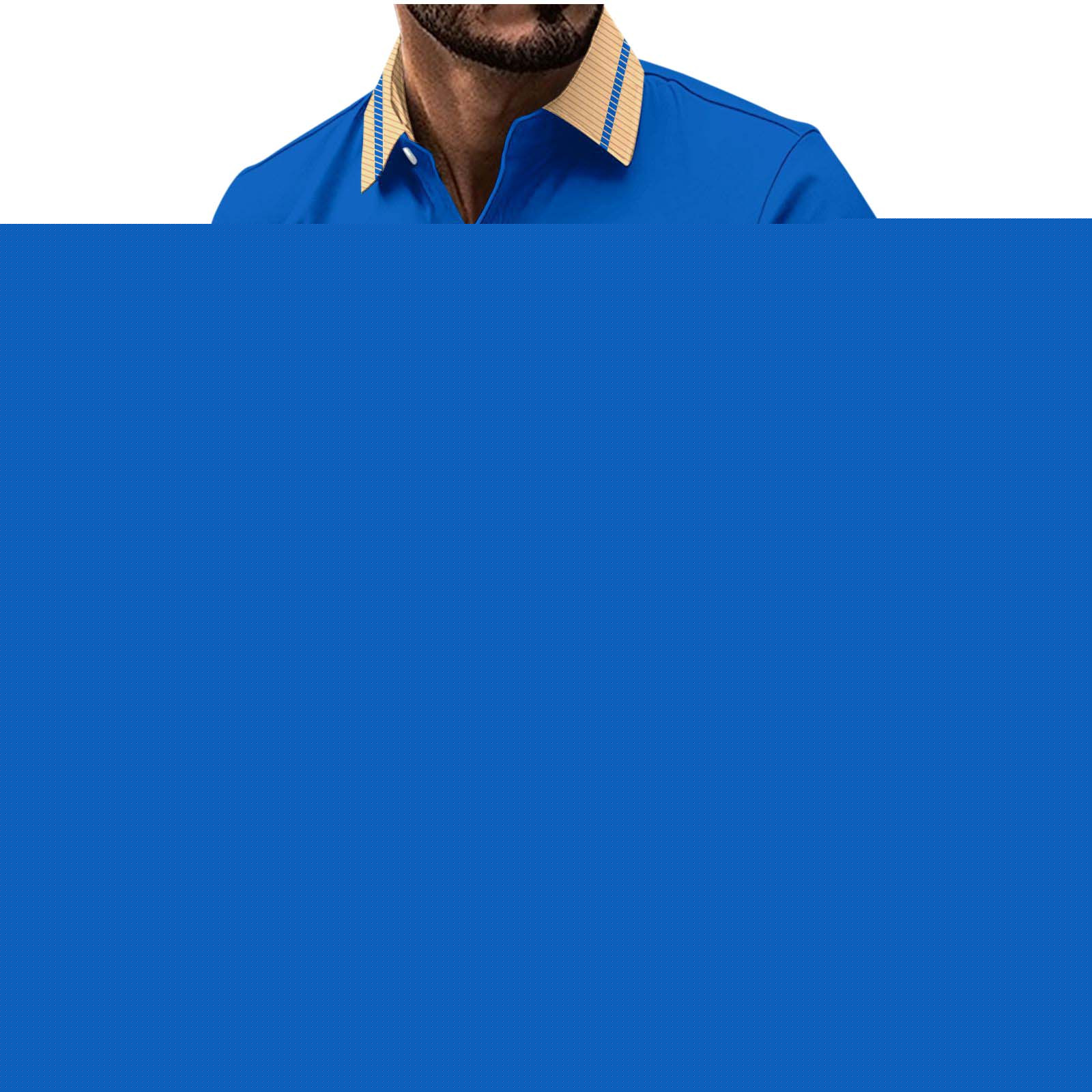 Rvwovn Men's Short Sleeve Slim Fit Tees - Stripe Casual Golf T-Shirts with Contrast Collar