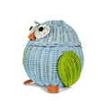 thumbnail image 2 of Blue Owl Rattan Storage Basket with Lid Decorative Home Decor Hand Woven Shelf Organizer Cute Handmade Handcrafted Gift Art Decoration Artwork Wicker Size: Small, 7" tall x 6.5" wide x 5.5" deep, 2 of 6