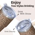 thumbnail image 4 of Double Wall 20oz Stainless Steel Geometric Textured Tumbler, Insulated Travel Coffee Mug with Handle, Leak Proof with Straw, 4 of 5