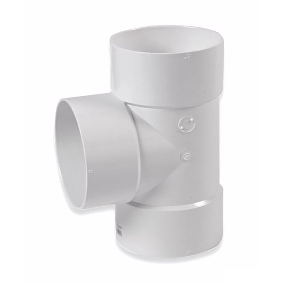 NDS 6P01 Straight Tee Schedule 35 6" Hub each T X 6" D Hub PVC White