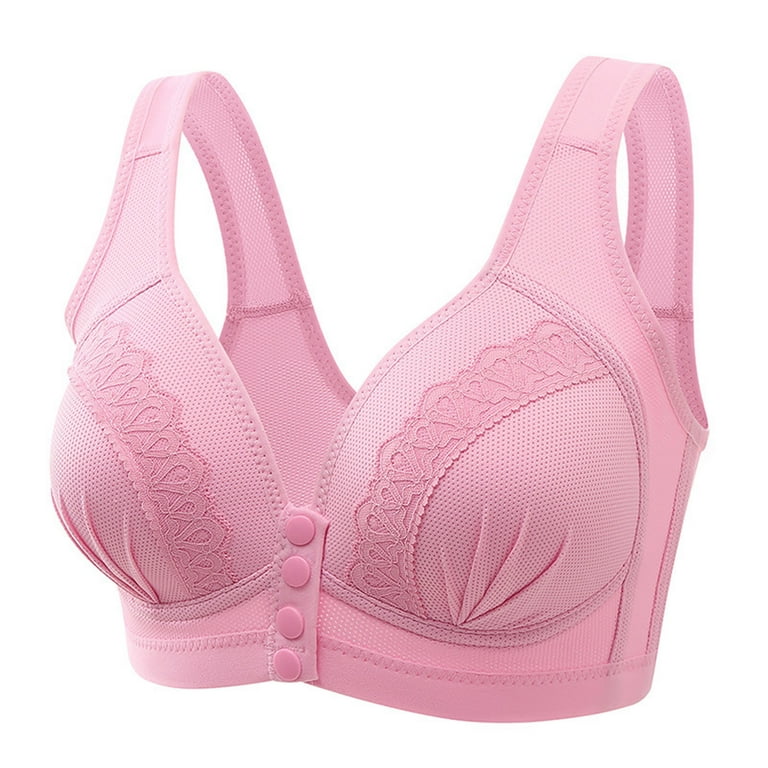TOWED22 Wireless Bras for Women,Women's Lace Bra Balconette Push Up Plus  Size Unlined Sheer Underwire Hot Pink,46