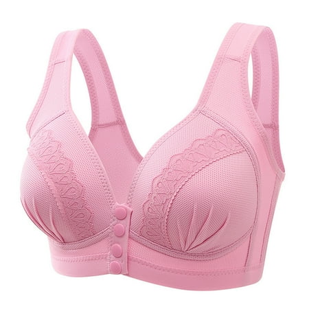 

Bras For Women Lace Front Button Shaping Cup Adjustable Shoulder Strap Large Size Underwire Cotton Blend Bra