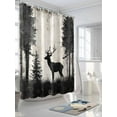 thumbnail image 3 of Retro Elk Shower Curtain, Black Elk Forest Animal Vintage Nature Waterproof Shower Curtain Set with 12 Hooks Lightweight Washable Fabric Shower Curtains for Bathroom 72x78 Inches, 3 of 6