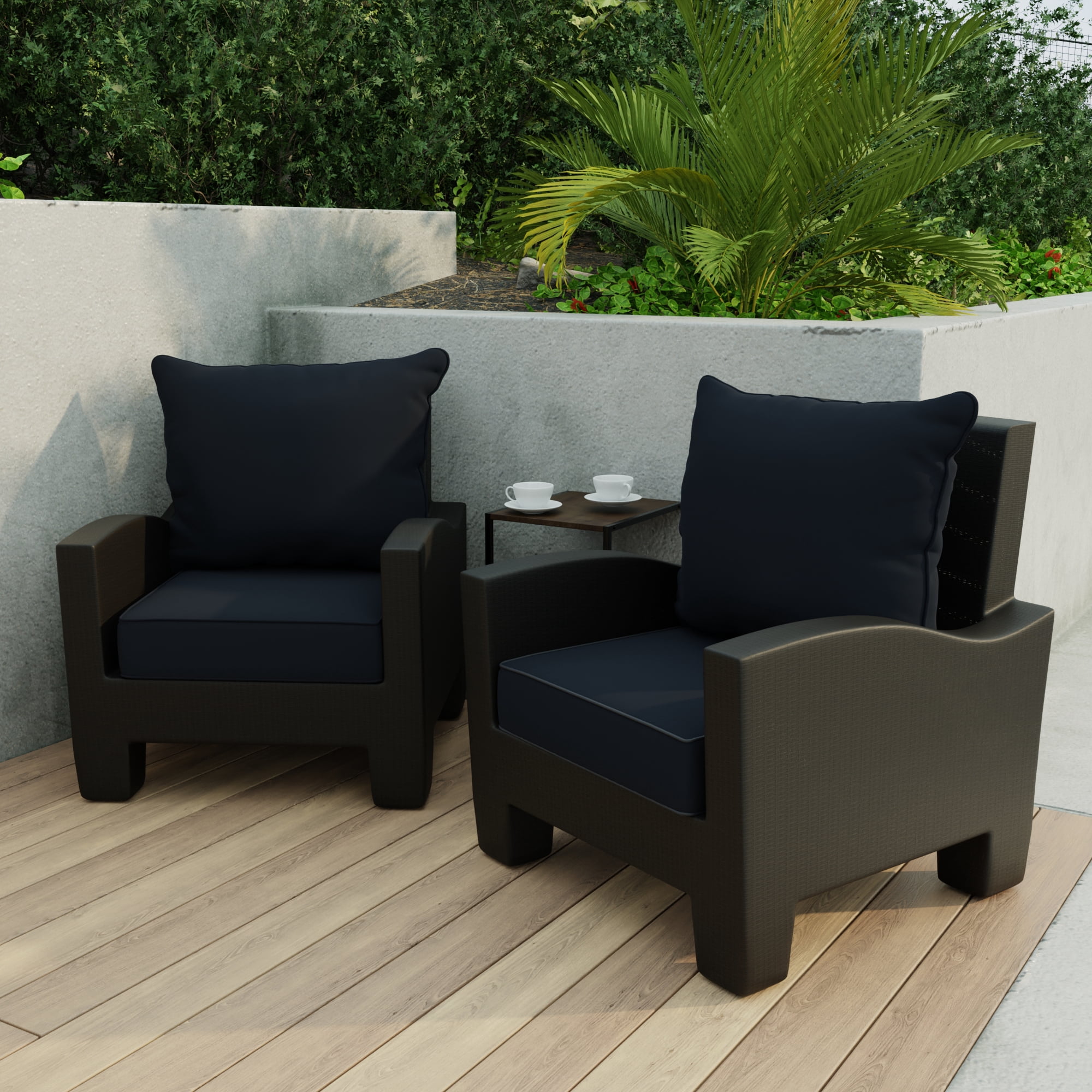 Jordan Manufacturing 46.5" x 24" Navy Solid Rectangular Outdoor Deep Seat Chair Cushion Set with Welt