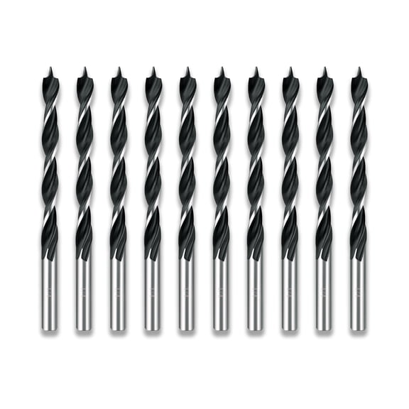 DelitonGude 1/4'' Brad Point Drill Bit Set,10 Pcs Drill Bit Set with Double Flutes for Hardwood,Plywood,Plastic Round Holes in All Types of Wood(Brad Point-1/4'')