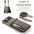 thumbnail image 4 of Dteck Wallet Case For Samsung Galaxy Z Flip 4, Magnetic Leather Zipper Wallet with RFID Blocking Card Holder Slots Shockproof PC Stand Cover With Shoulder Strap,Coffee, 4 of 9